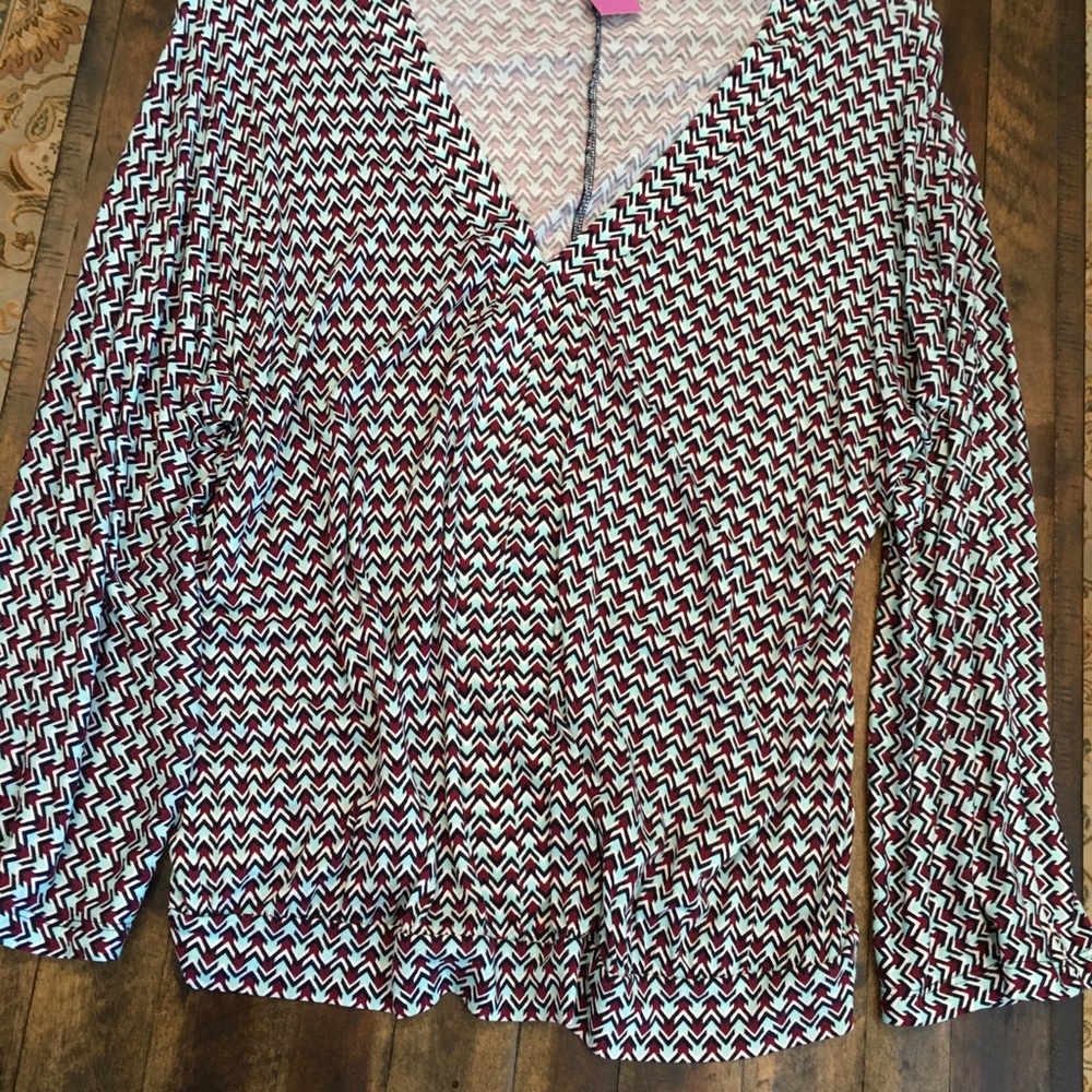 Lascana Venus Large Chic Women's V-Neck Patterned Top soft shirt long sleeve